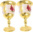 2Pcs Vintage Embossed Metal Goblet Zinc Alloy Medieval Wine Cup for Home Bar Celebrations Festive Decor Aesthetic Drinking Vessel