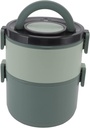 CHICIRIS Box, Food Grade Stackable Lunch Box 2 Tiers 1600ml Capacity for Home for Office for Travel (Green)