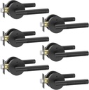 Asidrama 6 Pack Privacy Door Handles, Door Lever with Door Knobs Indoor for Bedroom or Bathroom, Heavy Duty Black Door Handles Interior with Locks for Left Right Sided Doors
