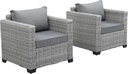 Rattaner Outdoor Club Chair Patio Single Sofa Accent Chairs Set of 2 with Anti-Slip Cushions and Waterproof Cover, Grey
