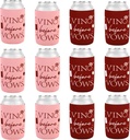 Serencatcher 12Pcs Vino Before Vows Bachelorette Party Can Cooler Sleeves, Wine Bachelorette Party Decorations Neoprene Insulated Can Sleeves for Bridal Shower Engagement Wedding Party Favors Supplies