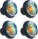 NEWzone 4 Pack Softball Fire Cabinet Knobs Black Dresser Knobs Glass Drawer Knobs Door Pulls Handles for Kitchen Bathroom Furniture Hardware