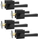 knobelite 4 Pack Privacy Door Handle,Keyless Matte Black Interior Door Knob,Heavy Duty Door Lever Hardware for Bedroom/Bathroom,Reversible for Left & Right