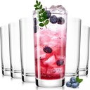 Drinking Water Glasses Set of 6, 16oz Highball Glasses, Lead-Free Crystal Glassware with Unique Wide Mouth, Thoughtful Gifts for House Warming, Birthdays, Everyday Life