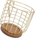 Zerodis Mug Shape Coffee Pod Holder, Coffee Capsule Storage Basket with Metal Wire Wooden Base for Counter Coffee Tabletop Kitchen Living Room (Wordless Gold)