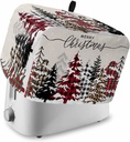 Christmas Tree 4 Slice Toaster Cover Snowflake Checkered Red Leopard Print Small Appliance Cover Toaster Dustproof Fingerprint Protectors Machine Washable, Large Size Bread Machine Cover