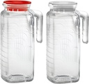 Bormioli Rocco Gelo Glass Jugs with Handle & Spout - Set of 2, 41 Oz. Pitchers for Juice, Water, Milk & Lemonade - Italian Drinkware for Family Dining, Parties, Picnics, BBQs, Outdoor Entertaining