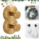 Suction Cup Hooks for Door Wreaths, 2025 Heavy Duty Wreath Hangers for Front Door & Glass Window, Upgrade Suction Cup Hooks for Shower, Wreath Door Hanger Halloween Christmas Decor (Gold, 2 Pcs)