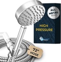 HammerHead Showers® Solid Metal Handheld Shower Head with Hose and Brass Holder - BRUSHED NICKEL - 2.5 GPM High Pressure Shower Heads with Adjustable Shower Wand Bracket - 6ft Flexible Extension