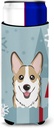 Caroline's Treasures Winter Holiday Sable Corgi Michelob Ultra Koozies for Slim Cans, Multicolor