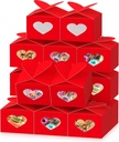 120 Pcs 120 Pcs Mother Day Cupcake Treat Boxes with Heart Window Red Pink Candy Cookie Box Gift Wrapping Boxes with Stickers for Cupcake Candy Cookie Chocolate Dessert Homemade Bakery Party
