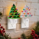 Brightown Ceramic Christmas Tree Night Light - 2 Pack Vintage Christmas Night Light with ON/Off Switch, 5.2" Decorative Ceramic Tree Light for Bedroom Bathroom Living Room Porch Xmas Holiday Decor