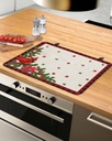 Christmas Countertop Burners Protection Mats for Kitchen, Christmas Bird Winter Plant Red Plaid Rubber Stove Top Cover Mat, Heat Proof Mats Cooktop Cover for Counter Dish Drying Mat, 31"x24"