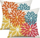 DFXSZ Outdoor Pillow Covers 18x18 Inch Set of 2 Orange Yellow Red Flower Decorative Waterproof Fall Summer Outdoor Pillow Covers for Patio Funiture Garden Couch 168G18