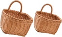 2pcs Wall Hanging Woven Basket for Ginger and Garlic Storage Multifunctional Kitchen Organizer Handle Sturdy Natural Material for Vegetable and Fruit Storage