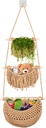 Hanging Fruit Baskets for Kitchen,3 Tier Handmade Woven Cotton Rope Wall Basket for Organizing & Decorating,Boho Room Decor,Storage for Home,Living&Bathroom Bedroom Diningroom (Tan)