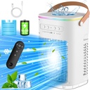 FANCOLE Mini Air Conditioner, 5400mAh Battery, 7H Smart Timer & 16.5ft Remote 1x Ice Pack Evaporative Air Cooler, 7-Color Light, 1200ML Water Tank, 3 Speed & 2 Cool Mist Portable AC Unit for Bedroom