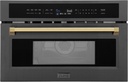 ZLINE Autograph Edition 30” 1.6 cu ft. Built-in Convection Microwave Oven in Black Stainless Steel and Gold Accents