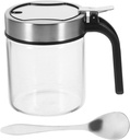 Zerodeko Transparent Glass Kitchen Seasoning Jar with Stainless Steel Lid and Spoon Condiment Dispenser for Salt Sugar and Spices Easy to Clean and Corrosion Resistant Storage