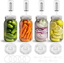 Fermentation Kit for Wide Mouth Mason fermentation Jar,pickling/sauerkraut kit with 4 Glass Fermentation Weights,4 Fermenting Lids,4 airlocks,5 Silicone Rings,5 Silicone Grommet （ No Jars ）