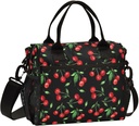 Cherry Pattern Lunch Bag Reusable Lunch Box for Office Picnic Hiking Beach, Insulated Cooler Tote Food Container with Adjustable Shoulder Strap for Men Women Adults