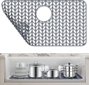 AWOKE Silicone Sink Protectors for Kitchen Sink, 26''x 14'' Folding Non-slip Sink Mat Grid, for Bottom of Farmhouse Stainless Steel Porcelain Sink with Rear Drain (Grey)