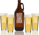 "Best Dad Ever" Beer Amber Growler & pint Glasses, Set of 5