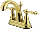Kingston Brass KS7612TL Templeton High Rise 4-Inch Lavatory Faucet with Brass Pop-Up, Polished Brass