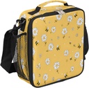 Cute Bee Lunch Box Daisy Lunch Bag Large Freezable Cooler Tote Lunchbox for Work Picnic