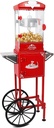 10oz Popcorn Machine with Cart, 10oz Popper Stainless-Steel Kettle & Warming Light, Makes Up to 48 Cups, Ideal for Family Gatherings, Movie Theaters & Amusement Parks, Red