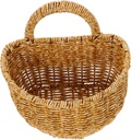 Luxshiny Handwoven Large Hanging Storage Basket Imitation Rattan Wall Mounted Organizer for Kitchen Bathroom Sundries and Flower Holder with Rustic Pastoral Design