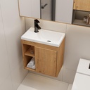 eclife 20" Floating Bathroom Vanity Sink Combo for Small Space, Wall-Mounted Guest Toilet Wash Basin Cabinet with Opening Shelf, Soft Closing Door, Natrual Veneered