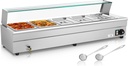5 Pan Commercial Food Warmer, 60QT 110v 1500w Electric Stainless Steel Bain Steam Table Food Warmer with Large Capacity Pans for Catering and Parties Restaurants Business Occasion (110v 5 * 1/2 Pan)