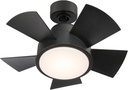 Vox Indoor and Outdoor 5-Blade 26in Smart Ceiling Fan in Matte Black with 3000K LED Light Kit and Remote Control works with Alexa and iOS or Android App