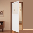 Interior Dutch Door, 24" x 80" Dutch D-oor Slab, Half Frosted Glass Split Single Do-or Panel, Double-Door Design, 35.03in Tall Glass D-oor, 44.88in Tall Wood d-oor, White