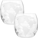 Luxshiny 2pcs Globe Whiskey Glasses Crystal Drinking Goblet Rum Rocks Glass Cups Novelty Drink Glasses Etched World Map Cocktail Drinkware for Home Bar Use 15oz