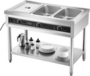 3-Pan Commercial Food Warmer,304 Stainless Steel Electric Steam Table,Independent Temperature Control, Adjustable Height & Undershelf Compatible with Restaurants, Cafeterias, Buffets