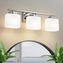24 Inch Chrome Bathroom Light Fixtures Over Mirror 3 Light Bathroom Vanity Light Silver Modern Industrial Makeup Lighting Wall Sconce Shower Farmhouse Rustic Milk Glass Lamp Above Desk Sink