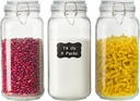 78oz Glass Food Storage Jars with Airtight Clamp Lids, 3 PCS Food Storage Canister for Kitchen & Pantry Organization, Square Mason Jar Containers for Storing Sugar, Flour, Cereal,Coffee,Cookies