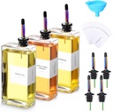 3 Sets Olive Oil Dispenser Bottles for Kitchen with Nozzles Funnel Labels Cooking Oil Dispenser 500ml Set for Kitchen Vinegar Coffee Syrup (Bright Color)
