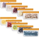 Reusable Food Storage Bags - 10 Pack Snack Bag Freezer Bags - Extra Thick Preservation Bags, Leakproof Silicone Bag for Meal Prep, Kitchen Organization