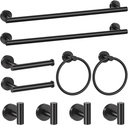 Matte Black Towel Bar Set 10 Pieces Bathroom Hardware Accessories Set Towel Rack Set for Bathroom SUS304 Stainless Steel Toilet Paper Holder Wall Mounted, 23.6 Inch
