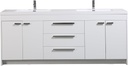 Eviva Lugano 84" White Modern Double Sink Bathroom Vanity w/White Integrated Top - Solid Wood Bathroom Sink Cabinet w/Brushed Chrome Handles - Freestanding Bathroom Vanities