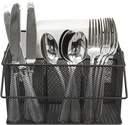 Sorbus® Utensil Caddy — Silverware, Napkin Holder, and Condiment Organizer — Multi-Purpose Steel Mesh Caddy—Ideal for Kitchen, Dining, Entertaining, Tailgating, Picnics, and much more (Black)