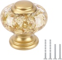 8 Pack Gold Dresser Knobs, 1-3/8 Inch(36mm) Crystal Kitchen Cabinet Hardware, Elegant Decorative Round Cabinet Knobs for Dressers Kitchens Cupboard Drawer Pulls