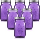 Tessco 6 Pcs 16 oz Colored Mason Jars with Lids Regular Mouth Glass Canning Jar for DIY Crafts Flower Decor, Storage, Canning, Pickling, Preserving, Fermenting, Dishwasher Not Allowed(Purple)