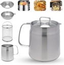 2 in 1 Stainless Steel Pot Fryer and Filter - Large Capacity Versatile Oil Vessel for Kitchen (2L)