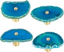 moonsix Set of 4 Agate Slice Cabinet Knobs with Screws, Blue Geode Stone Drawer Handles Decorative Dresser Pulls for Cupboard Closet Wardrobe