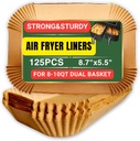 Disposable Air Fryer Parchment Paper Liners for Ninja DZ201 Dual AirFryer, Food Safe Waterproof Oilproof for Power XL, Ninja Foodi Air Fryer Accessories, Rectangle, 125 Pcs