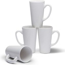 Serami 15oz White Funnel Ceramic Tall Coffee Mugs with Large Handles, Set of 4